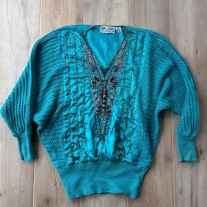 Vintage Bonnie Boerer & Company Beaded Butterfly Top